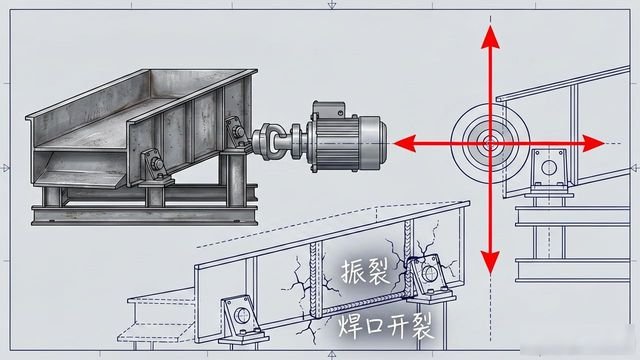 振动筛筛框铆焊加工防开裂处理_振动筛筛框振裂变形原因_振动筛激振器故障诊断