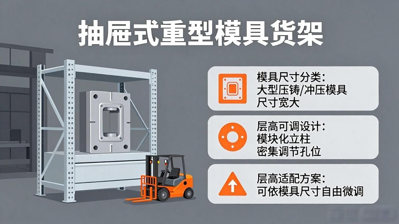 重型模具货架_五金零件加工车间安全管理_抽屉式重载模具仓储