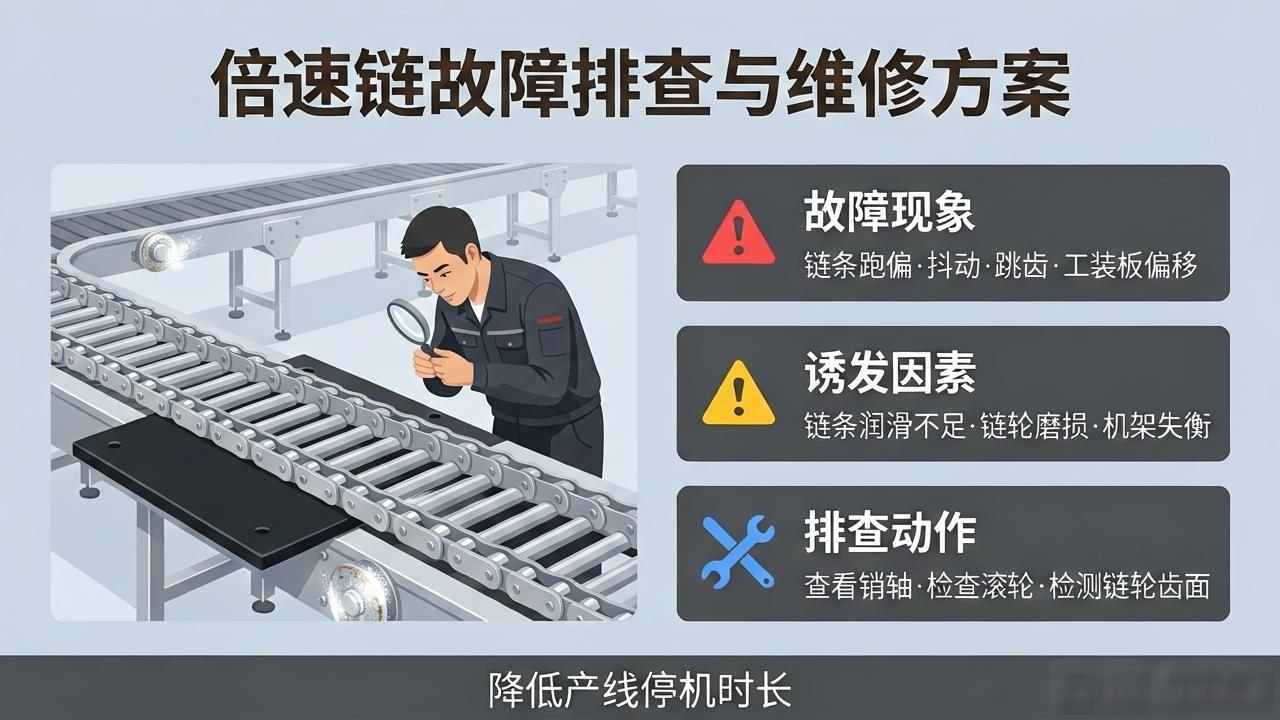 小批量多品种产品铆焊装配线_链条卡顿维修技巧_倍速链装配线故障排查