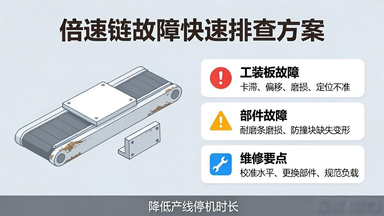 小批量多品种产品铆焊装配线_倍速链装配线故障排查_链条卡顿维修技巧