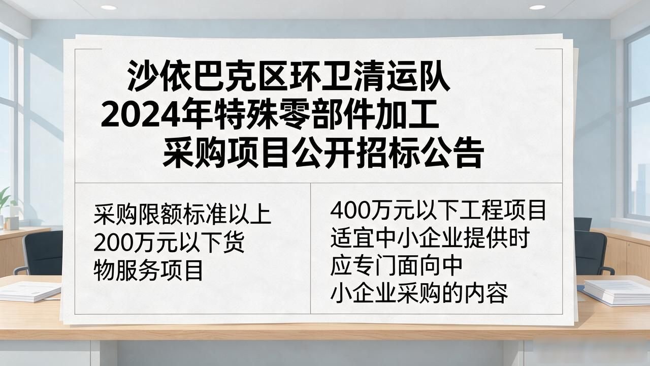 大型零件加工招标信息_沙依巴克区环卫清运队2024年特殊零部件加工采购项目招标 政采云平台 投标文件递交截止时间